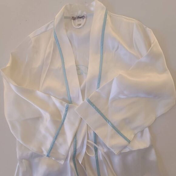 Linea Donatella Women's Satin Robe Embroidered "The Bride" Belted White S/M - Picture 9 of 14